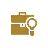 Briefcase with magnifying glass icon.